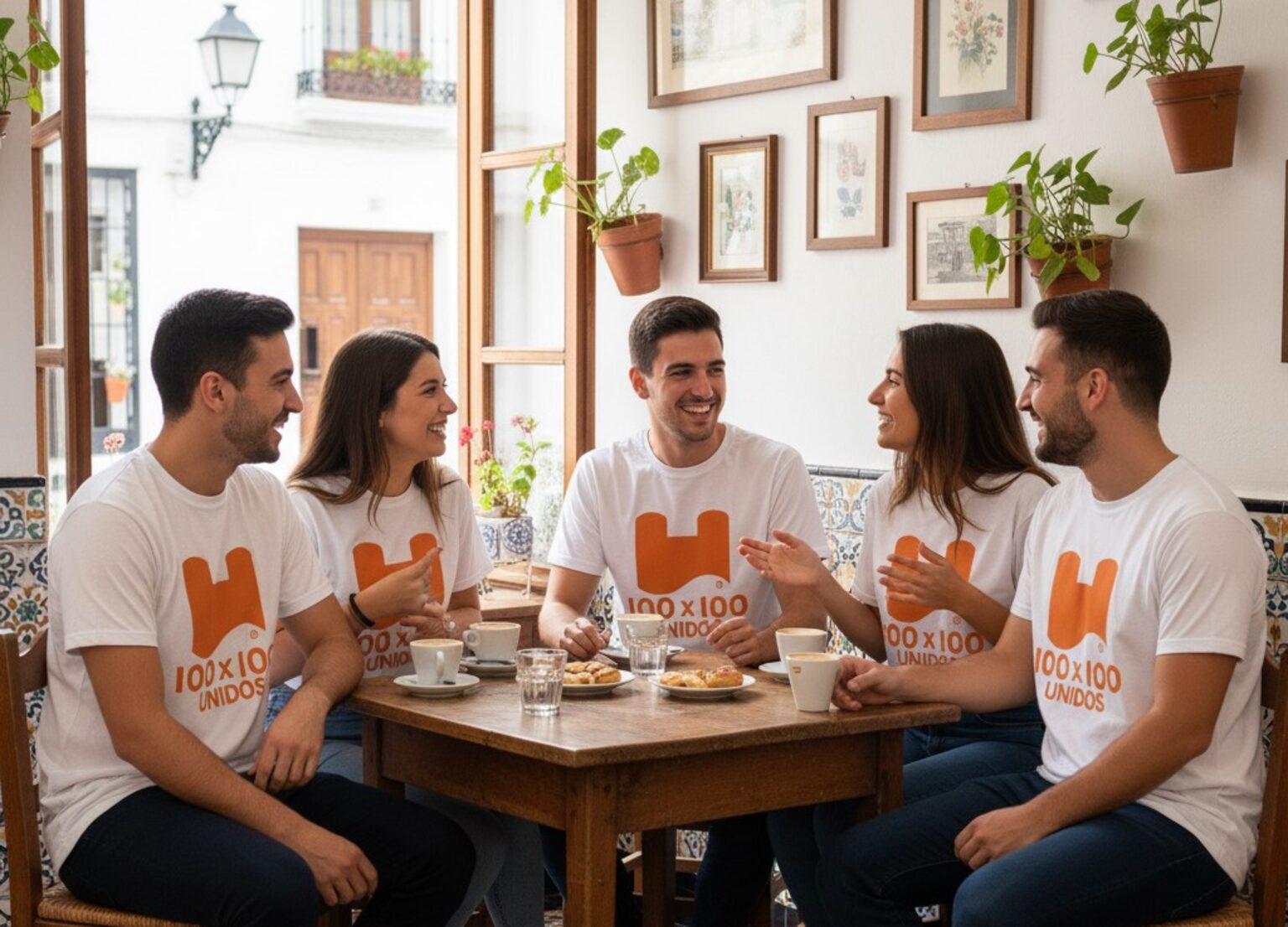 Vecinos de la provincia de Cádiz con la camiseta de 100x100 Unidos